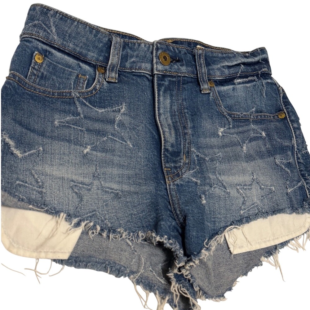 Pistola Star Distressed Denim Shorts Raw Hem Medium Wash Size 26 P4013AXS-STG